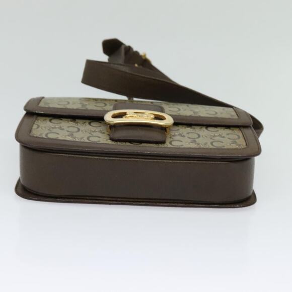 CELINE C Sulky Shoulder Bag Coated Canvas Beige Brown Gold - Picture 9 of 12